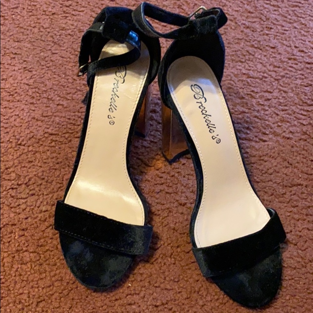 Black and gold heels